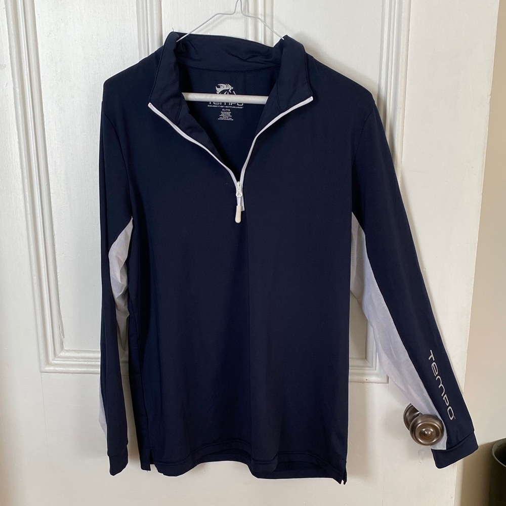 Women's Tempo Equestrian Activewear Quarter-Zip Pullover - Navy/White
